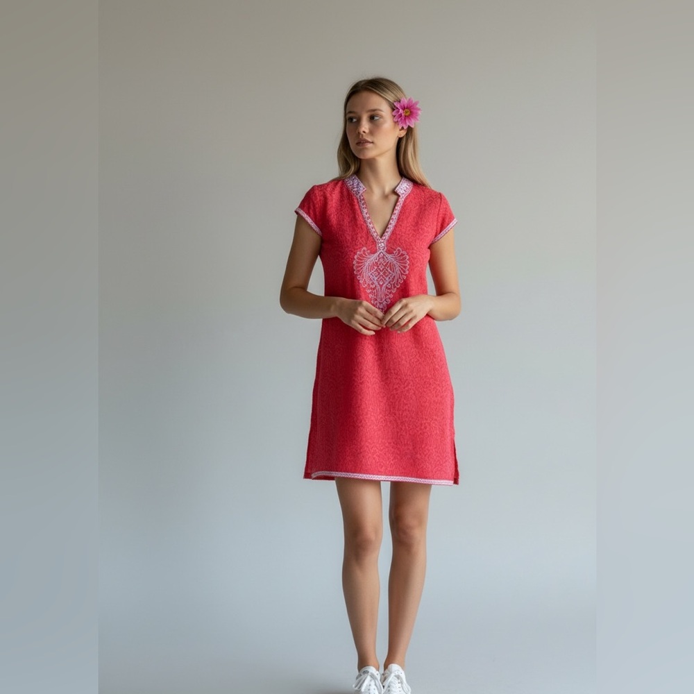 Sulu luxurious lightweight cotton dress Xl (14-16) tiger red
